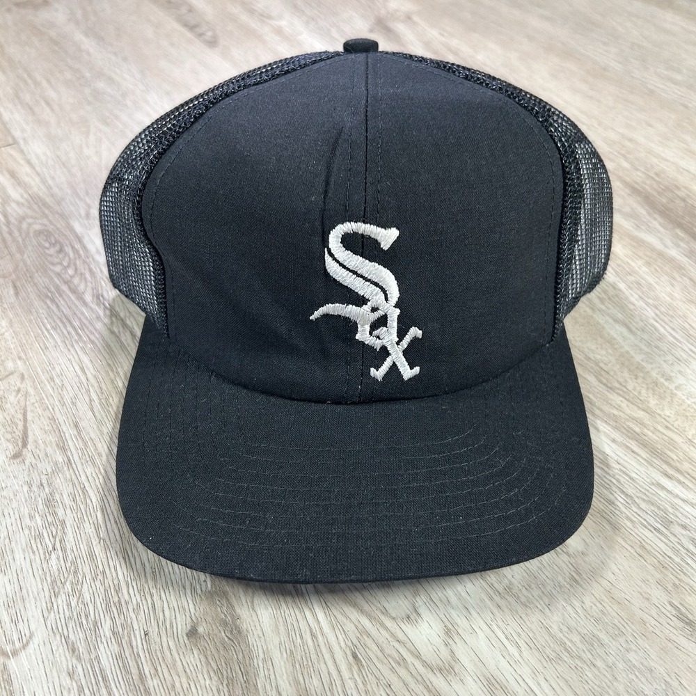 VTG Chicago White Sox Hat Snapback MLB Baseball Twins Black Trucker Cap